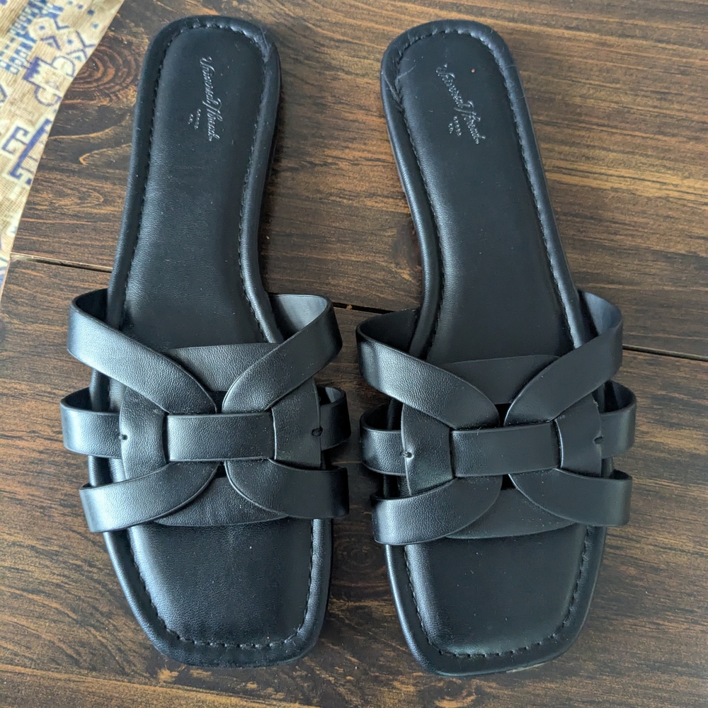 Universal Thread Black Woven Slide Sandals
